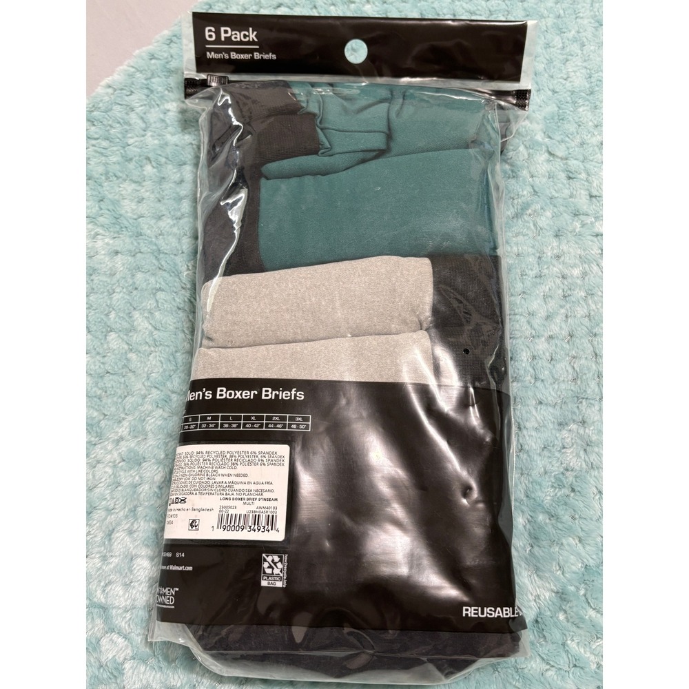 Athletic Works Mens Performance Boxer Briefs 6 Pack XL 40-42 9 Inch Inseam Multi - Picture 2 of 5